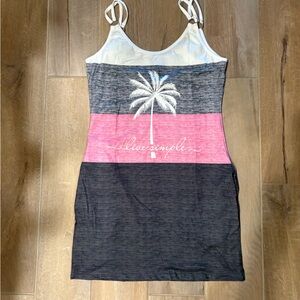 Women's Pink and Gray spaghetti strap beach dress with pockets